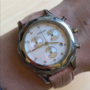 Swarovski pink adjustable wristband watch